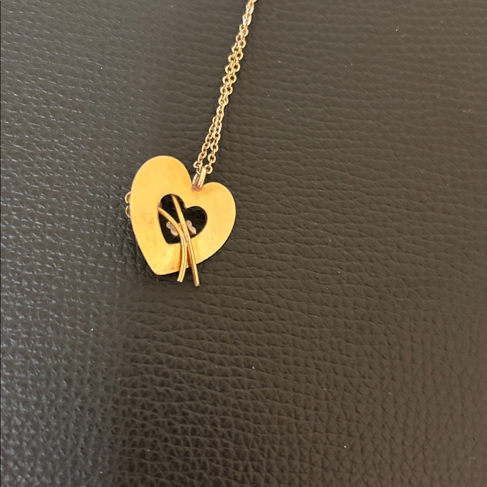 Vtg Krementz Heart Shaped Forget Me Knot Necklace View 3